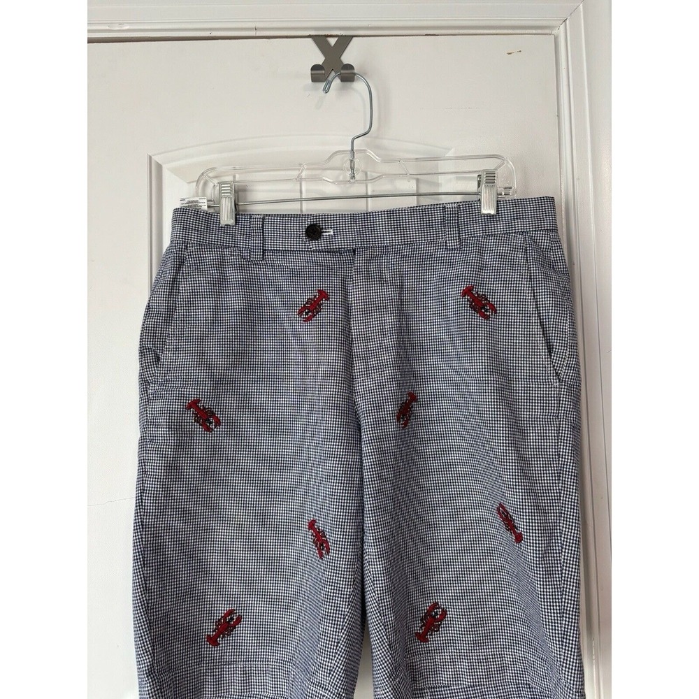 Brooks Brothers Bermuda Shorts Lobster Men's Size 32 Blue Checkered Cotton
